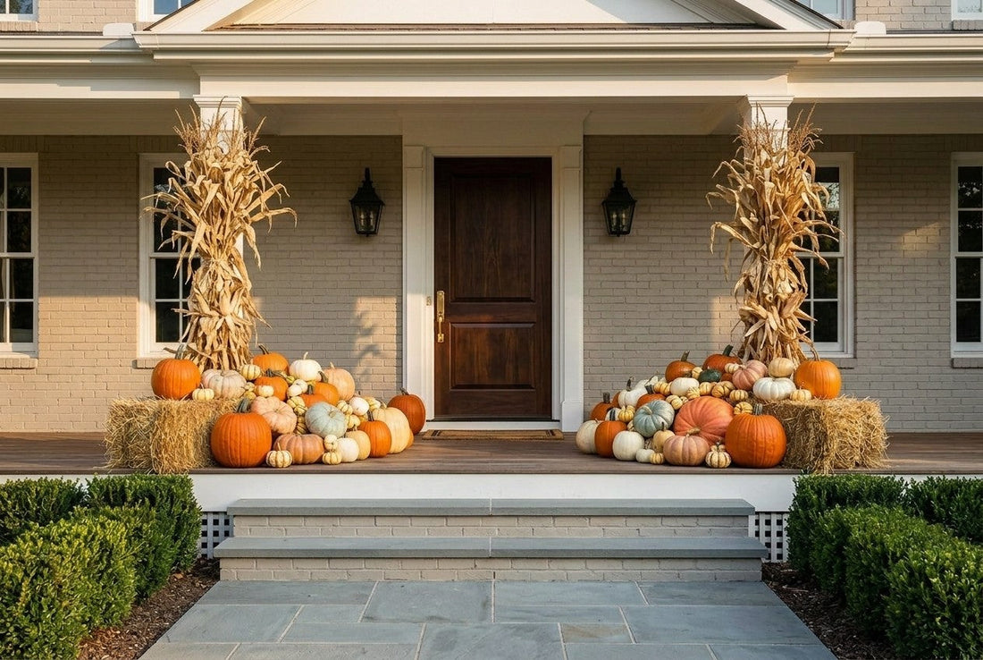A fall display with clearly defined ends anchored by larger pieces