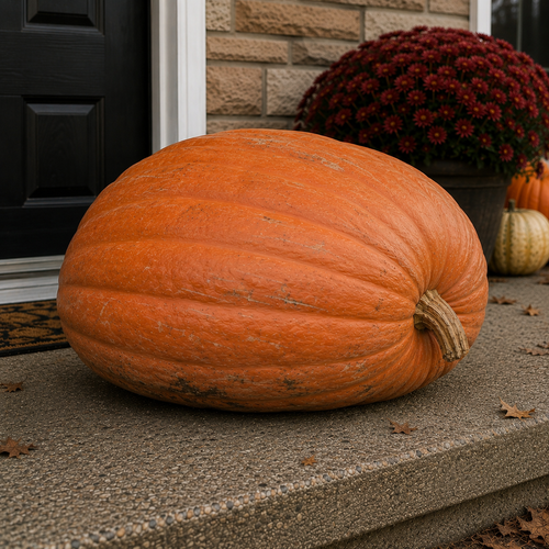 Jumbo Statement Pumpkin add-on — an oversized centerpiece pumpkin for a fall porch display
