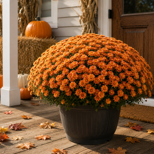 Fresh Seasonal Mums add-on — potted garden mums in full bloom for a fall porch display