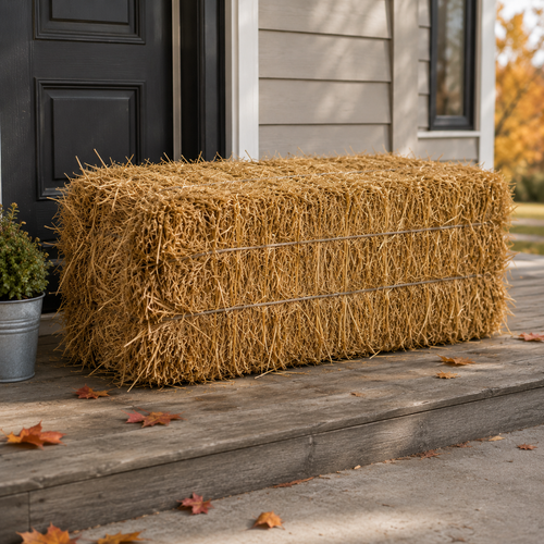 Extra Straw Bale add-on — an additional straw bale for layering a fall porch display